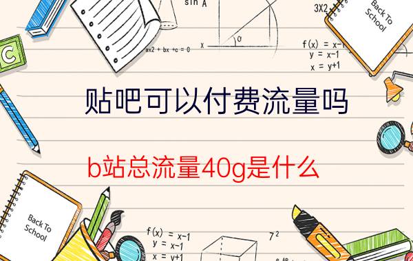 贴吧可以付费流量吗 b站总流量40g是什么？